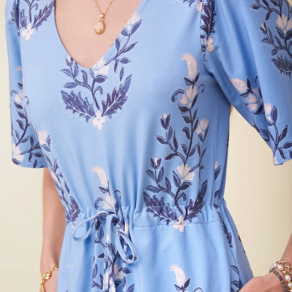 Spartina 449 Floral Blue Maxi Dress Size L - Picture 3 of 15